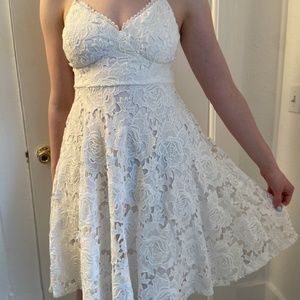 Lulu's White Lace Cami A-Line Dress